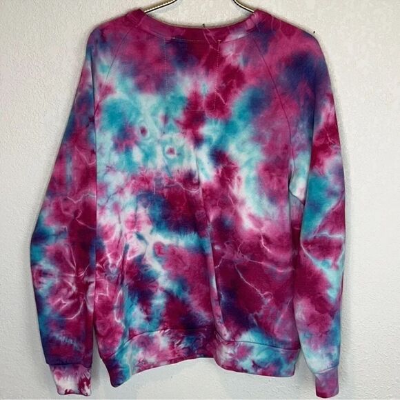 New Aviator Nation HAND DYED LIGHT WEIGHT CREW SWEATSHIRT Pink/Turquoise Medium - Picture 6 of 14